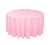 Nappe Ronde en Polyester Blanc/Noir/Rouge/Vert/Bleu/Or, Nappe Solide for fête de Mariage, Couverture de Table, décoration de Maison(Pink,Diameter 240cm)