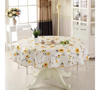 Nappe ronde en PVC avec tissu non tissé résistant à la chaleur, imperméable, pour table de salle à manger et cuisine, pour table de 4 ou 6 places, motif tournesol doré, rose ou tournesol (152 cm)