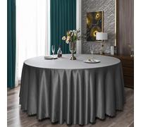 Nappe ronde en satin polyester pour mariage, Noël, anniversaire, banquet, hôtel, fête, décoration de table, gris foncé, 200 cm