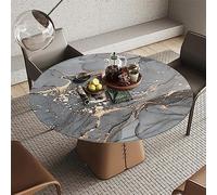 Nappe ronde en simili cuir, set de table aspect cuir, épaisseur de la nappe 2 mm, nappe ronde nordique en cuir, ensemble de table ronde en cuir PVC, nappe essuyable, housse de table à manger