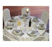 PartyDeco OBRO2 Nappe de Table en Tissu Anti-Taches, Ronde, Blanche, diamètre 280 cm