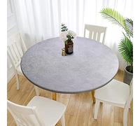 Nappe ronde en vinyle imperméable et facile à nettoyer - Pour intérieur ou extérieur, terrasse, terrasse, salle à manger, café, restaurant, fête, barbecue, pique-nique (gris, diamètre 120 cm)