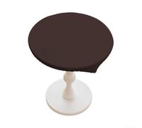 Nappe ronde extensible 70 cm imperméable aspect cuir pour salle à manger, fête, mariage - Noir (marron, 70 cm)