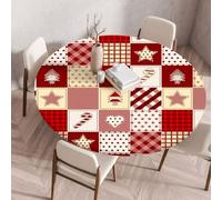 Nappe ronde Festival New Year avec bordure élastiquée housse de protection ajustée lavable à l'eau résistante à l'huile Nappe de Noël pour la cuisine le camping les pique-niques et l'extérieur