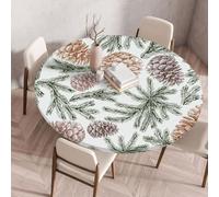 Nappe ronde Festival New Year avec bordure élastiquée housse de protection ajustée lavable à l'eau résistante à l'huile Nappe de Noël pour la cuisine le camping les pique-niques et l'extérieur