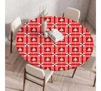 Nappe ronde Festival New Year avec bordure élastiquée housse de protection ajustée lavable à l'eau résistante à l'huile Nappe de Noël pour la cuisine le camping les pique-niques et l'extérieur