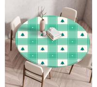 Nappe ronde Festival New Year avec bordure élastiquée housse de protection ajustée lavable à l'eau résistante à l'huile Nappe de Noël pour la cuisine le camping les pique-niques et l'extérieur