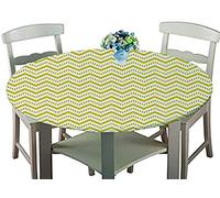 Nappe ronde imperméable avec bords élastiques - Nappe de table en polyester de 150 cm pour intérieur de restaurants et cuisines - Facile à nettoyer, résistante aux taches et protection durable
