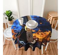 Nappe ronde imperméable de 152 cm pour tables de salle à manger, cuisine, ferme, microphone avec notes de musique, nappe infroissable pour salle à manger, buffet, fête de mariage