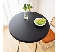 Nappe ronde imperméable en cuir synthétique avec bord élastique, résistante aux taches et facile à nettoyer pour salle à manger et cuisine - Kaki - 70 cm