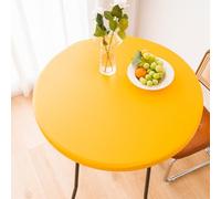 Nappe ronde imperméable en cuir synthétique avec bord élastique, résistante aux taches et facile à nettoyer pour cuisine, kaki, 70 cm