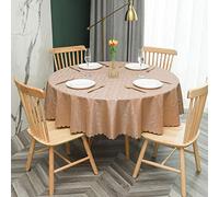 Nappe ronde imperméable en toile cirée PVC marron 160 cm pour salle à manger en extérieur antisalissure et résistante aux taches