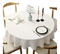 Nappe ronde lourde, couleur unie, nappe de table décorative en coton et lin pour cuisine, salle à manger, maison, décoration de table, crème, ronde - 160 cm