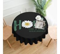 Nappe Ronde Motif Fleur « Espoir pour Une guérison » pour la Sensibilisation au Trouble Bipolaire, 152 cm, imperméable, résistante aux éclaboussures et aux Plis, pour Table de Cuisine, décoration de