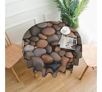 Nappe ronde Pebbles in The Beach de 152,4 cm - Résistante à l'eau et lavable pour table à manger, table de fête