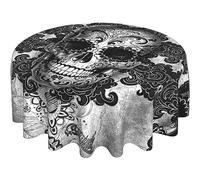 Nappe Ronde Polyester Nappe 152Cm pour Mariages Salle À Manger Cuisine - Tête De Mort en Sucre Noir - bozhoushimotangbaihuoyouxiangongsi