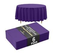 Nappe ronde premium violette 66% plus épaisse Exquisite 0,5 mil - Lot de 6 - Nappe en plastique jetable - 213 cm de diamètre - Ne se déchire pas facilement comme les marques bon marché fines
