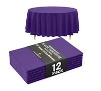 Nappe ronde premium violette Exquisite 66% plus épaisse 0,5 mil, lot de 12 nappes en plastique jetables de 213 cm de diamètre, ne se déchirent pas facilement comme les marques bon marché et fines