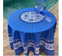 Nappe ronde provençale 1m80 coton Gordes bleue