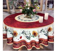 Nappe ronde provençale terracotta naturel 1m80 polyester Anti tache et infroissable