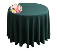 Nappe Ronde Satin,Couleur Unie Polyester Cuisine Salle À Manger Nappe nappes lavables pour Mariage, fêtes, Banquet, Table de Buffet,Halloween Tables de dîner décorer (Dark green,1Pack-160cm round)