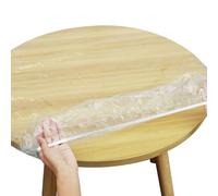 Nappe Ronde Transparente, 114-140cm Nappe de Table à Bords Elastiques en PVC Imperméable et Résistante à l'huile pour Protection de Table à Salle à Manger Patio de Cuisine Restaurant