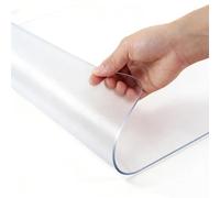 Nappe Ronde Transparente, Cristal Nappe Rectangle Transparente Épaisse 2mm avec Bord Biseauté pour Tables en Verre & Laquées, Intérieur & Extérieur(80cm x 160cm)