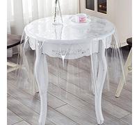 Nappe ronde transparente en PVC - 0,5 mm imperméable et facile à nettoyer - Pour buffet et fête - Housse en plastique souple de 220 cm