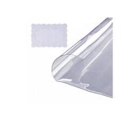 Nappe ronde transparente PVC 123 cm, épaisseur 1,5 mm, imperméable et découpable, avec set de table tissu 45 x 30 cm