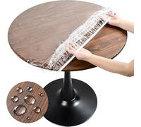Nappe ronde transparente - Résistante aux intempéries - En toile cirée TPU - Ronde avec élastique - Film de table transparent lavable (80 cm)