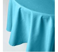 Nappe ronde unie en 100% coton - HOMESCAPES - Bleu - Rond - 180 cm - Lavable en machine et hypoallergénique
