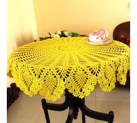 Nappe Ronde Violette en Dentelle De Coton Crochetée - Napperons pour Commodes, Tables Dappoint Et Décoration Intérieure, Nappes élégantes pour Occasions Spéciales Yellow