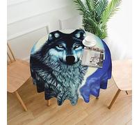 Nappe ronde Wolf Under Moon de 152,4 cm, résistante aux taches et aux plis, pour table à manger, fêtes et camping