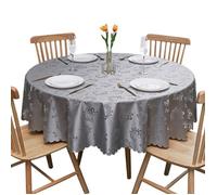Nappe Ronde, WOVTE Nappe Antitache Ronde,PVC Anti Taches éTanche Table à Manger Nappes Gris-Ø180cm