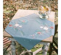 Vervaco Kit Broderie Pré-Imprimé Nappe rosas navideñas Complet Set DIY Adulte Decoration Table Manuelle Loisir Créatif Cadeau Femme ca. 72 x 72 cm Embroidery Patron