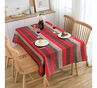 Nappe rouge Nappe de table rectangulaire imperméable pour cuisine, restaurant, Noël, nappe en lin, anti-taches, 140 x 180 cm, nappe de table pour café, jardin, fête