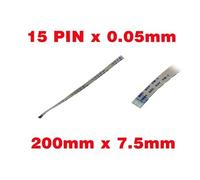 Nappe Ruban ZIF FPC 15 fils AWM, pas 0.5mm longueur 200mm largeur 7.5mm. Connecteurs sur la même face de la nappe FPC