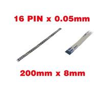 Nappe Ruban ZIF FPC 16 fils AWM, pas 0.5mm longueur 200mm largeur 8mm. Connecteurs sur la même face de la nappe FPC