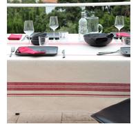 Nappe Rustique Chic Coton Lavé Carré Prunelle Rouge 170x170 cm