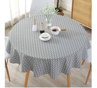 Nappe scandinave simple, nappe ronde, nappe en lin et coton anti-poussière, une fête ou un dîner de vacances (diamètre 120 cm).