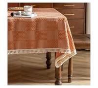 Nappe simple française, nappe lavable vintage avec pompons for table basse rectangulaire, linge de table de style campagnard for à la maison, le café, le bureau(Orange,120x160cm)