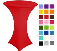 Nappe Spandex Extensible en élasthanne pourtable Cocktail Ø 60 cm 4 Pieds Mange Debout/Poseur (Rouge Vif)