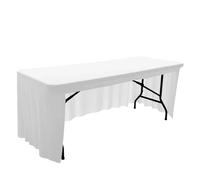 Nappe Table Exterieur Nappe en tissu extensible, 4/5/6/8 pieds, en soie de lait, en Spandex, élastique, solide, décor d'hôtel, Banquet, exposition de mariage, jupe de Table Nappe(White,5FT 152x76x76cm