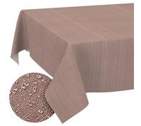 Nappe textile en coton et polyester lavable - Ornement uni - Tissu jacquard damassé - Lavable - Marron - 100 x 140 cm - Bord coupé