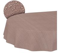 ANRO Nappe Textile en Coton et Polyester Lavable - Ornement uni - Tissu Jacquard damassé - Lavable - Marron - Ovale - 180 x 140 cm - Bord coupé