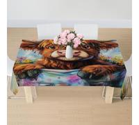 Nappe Thème De Vache des Highlands D'Anime Nappes Anti Tache Couverture De Table Rectangle Nappe De Table pour Jardin Salle À Manger Fête 137X183Cm