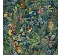 Nappe Toile cirée au mètre - Largeur 140 cm - Animaux dans la forêt - Vert