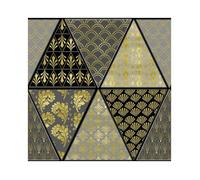 Nappe Toile cirée au mètre - Largeur 140 cm - Motif graphique or métallisé - Noir