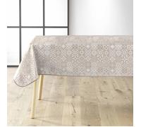 Nappe Toile Cirée ""Carella"" 140x240cm Beige & Blanc
