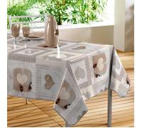 Nappe Toile Cirée "Cosy Coeur" 140x240cm Gris